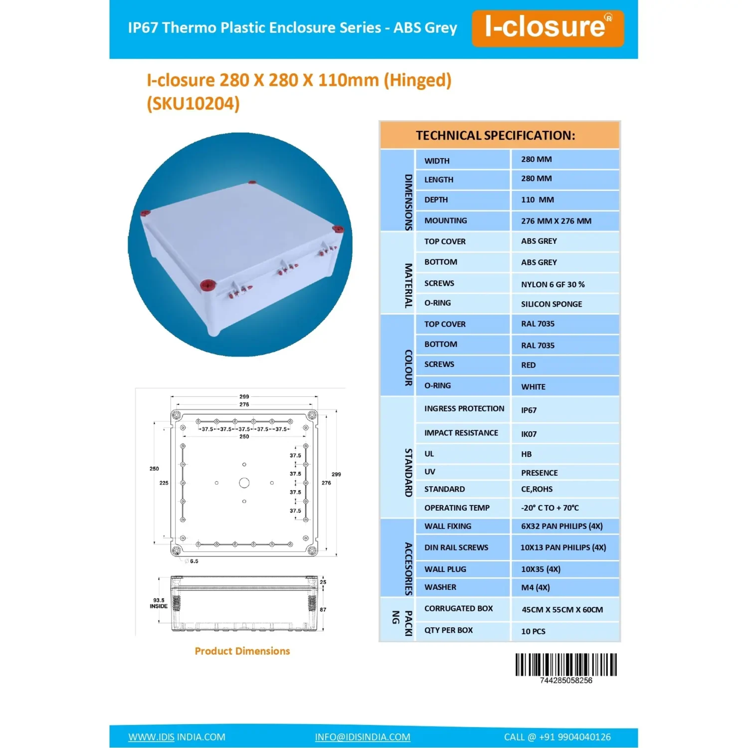 Data Sheet Industrial Distribution Board 3 Phase With 3 Socket & MCB 32 Amp