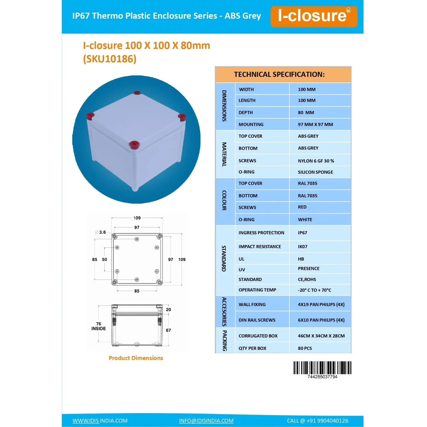 Data Sheet Terminal box 4 Sqmm 4 Terminals by Idis India