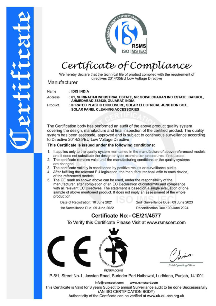 Idis India CE Certificate
