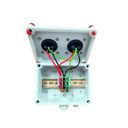 Industrial-Distribution-Board-with-2x-Plug-Socket-Single-Phase-32-Amp-with-Internal-wiring-inside