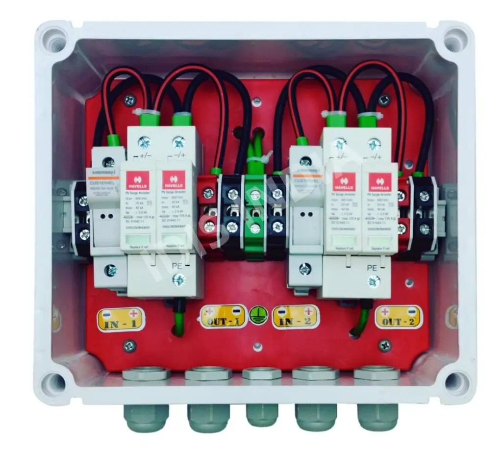 Solar-DCDB-2-in-2-out-4-TO-8-KW-DCDB-With-2-merson-fuse-2-and-2-Havells-SPD-600V-Top-1024x928