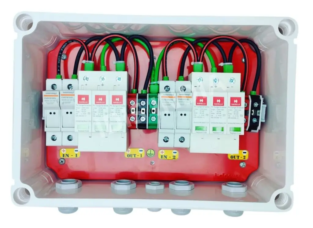 Solar-DCDB-2-in-2-out-8-TO-10-KW-DCDB-With-4-merson-fuse-2-and-2-Havells-SPD-1000V-top-1024x746