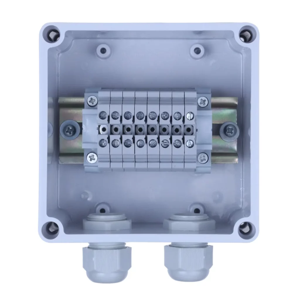 Terminal Junction Box with 8 Terminal 4 sqmm & 2 Glands top